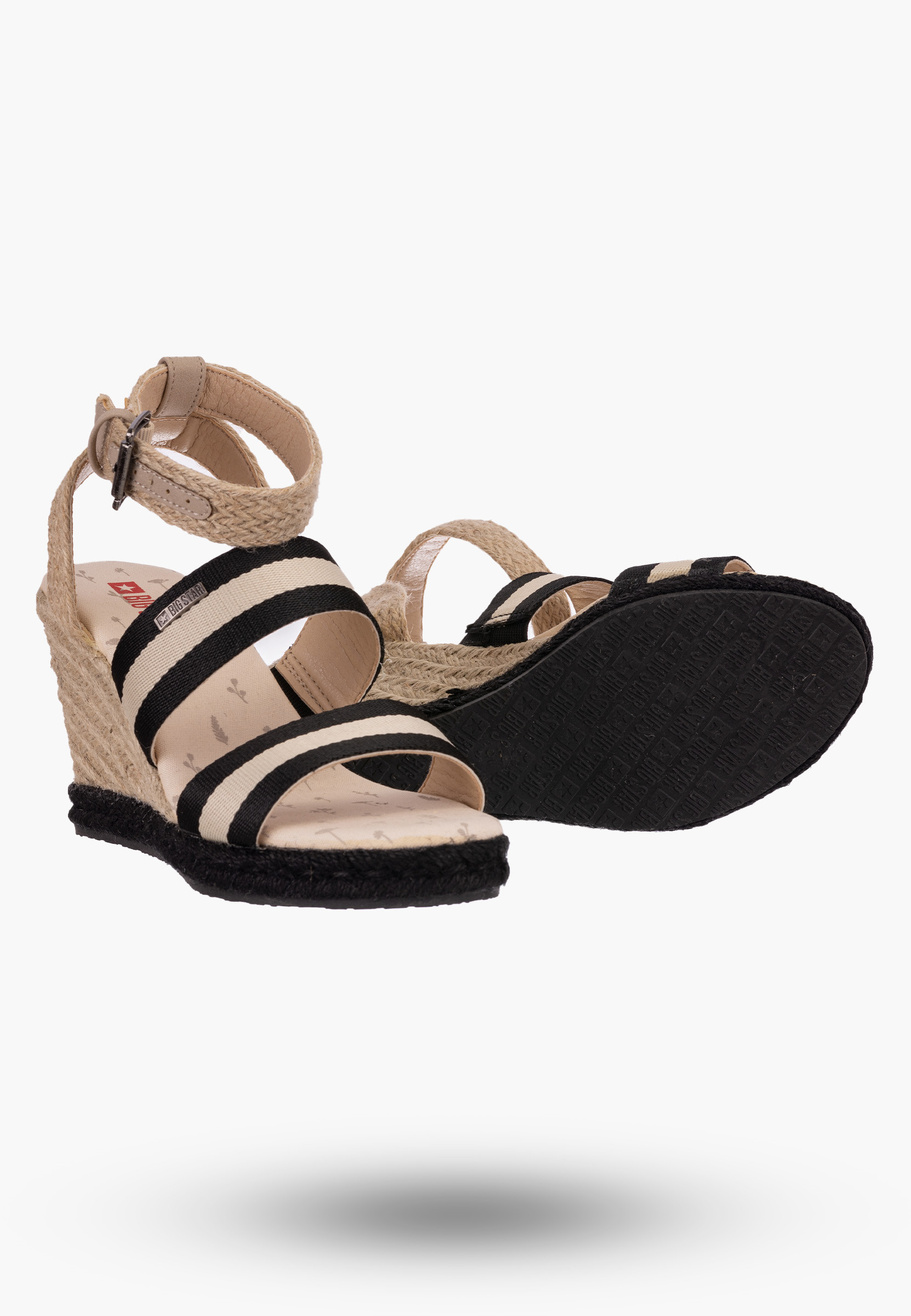 Sandały na koturnie Big Star Czarne Buty Damskie LL274884