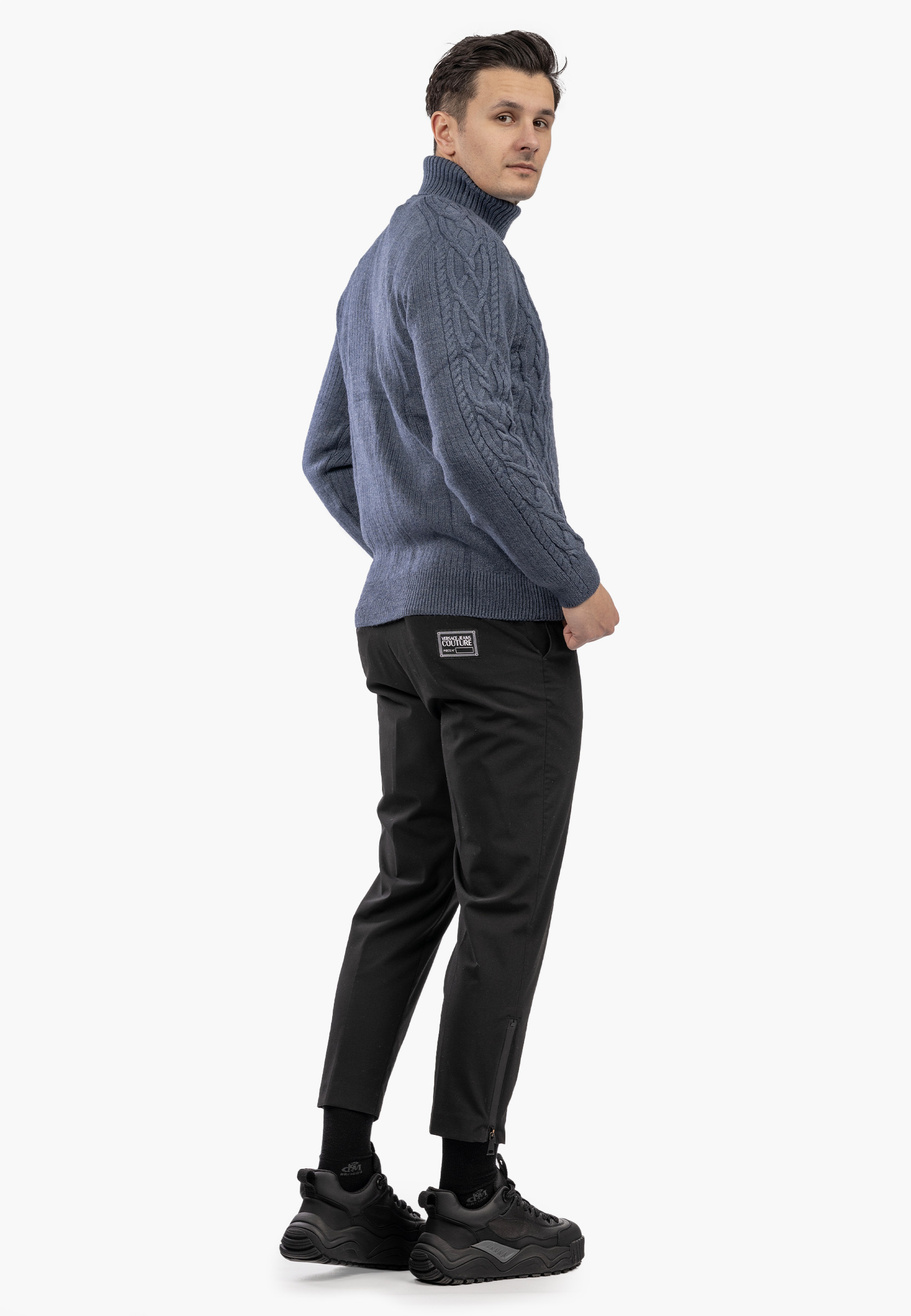 Sweter Męski Golf Gruby Zimowy Wełniany Ciepły Granatowy