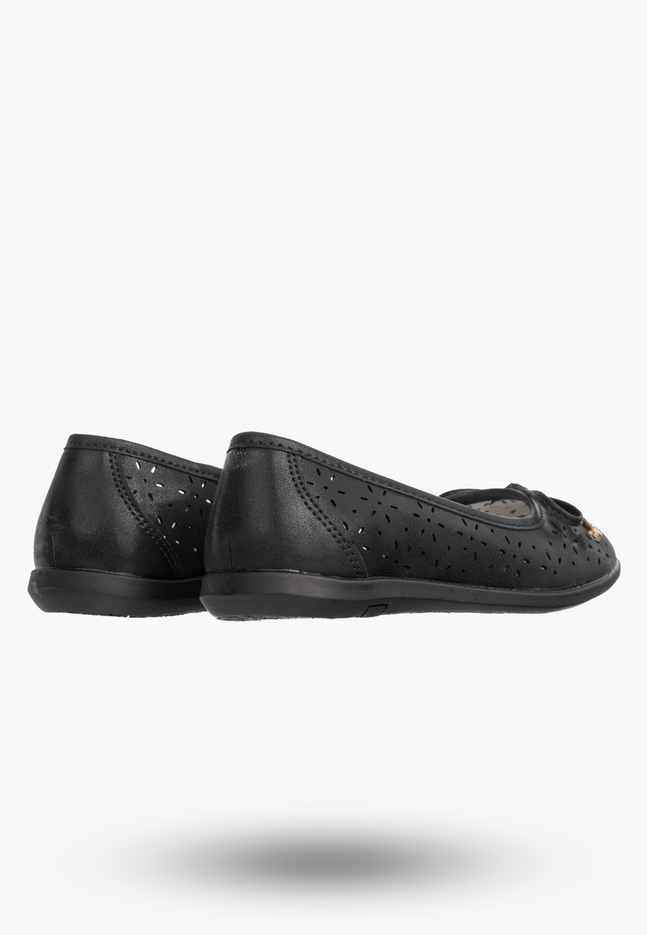 Baleriny Dziewczęce Buty Eleganckie Lekkie Skórzana Wkładka Czarne APAWWA T1235P