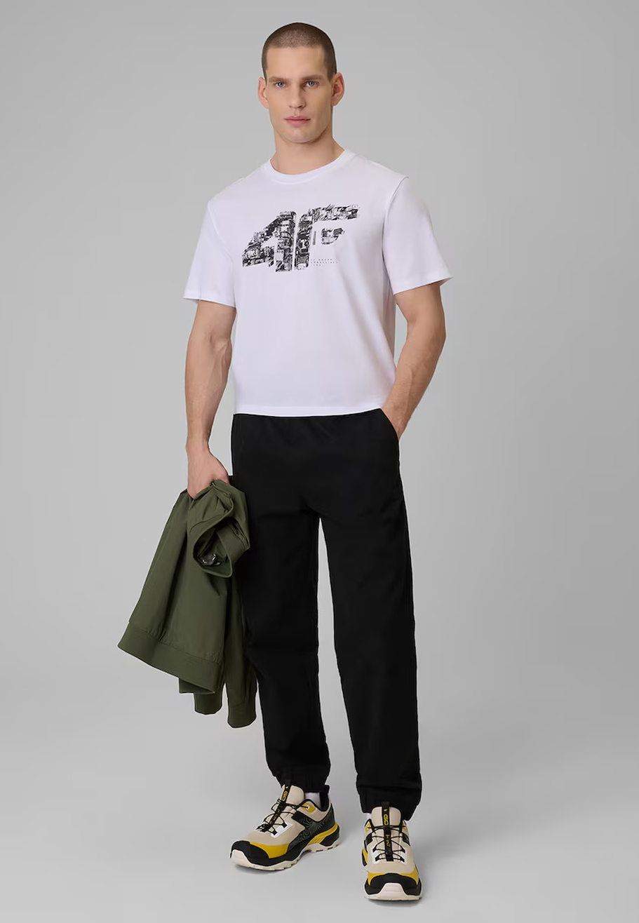 Koszulka Męska 4F T-Shirt Bawełniany Regular Sportowy Biały 4FWSS26TTSHM2659