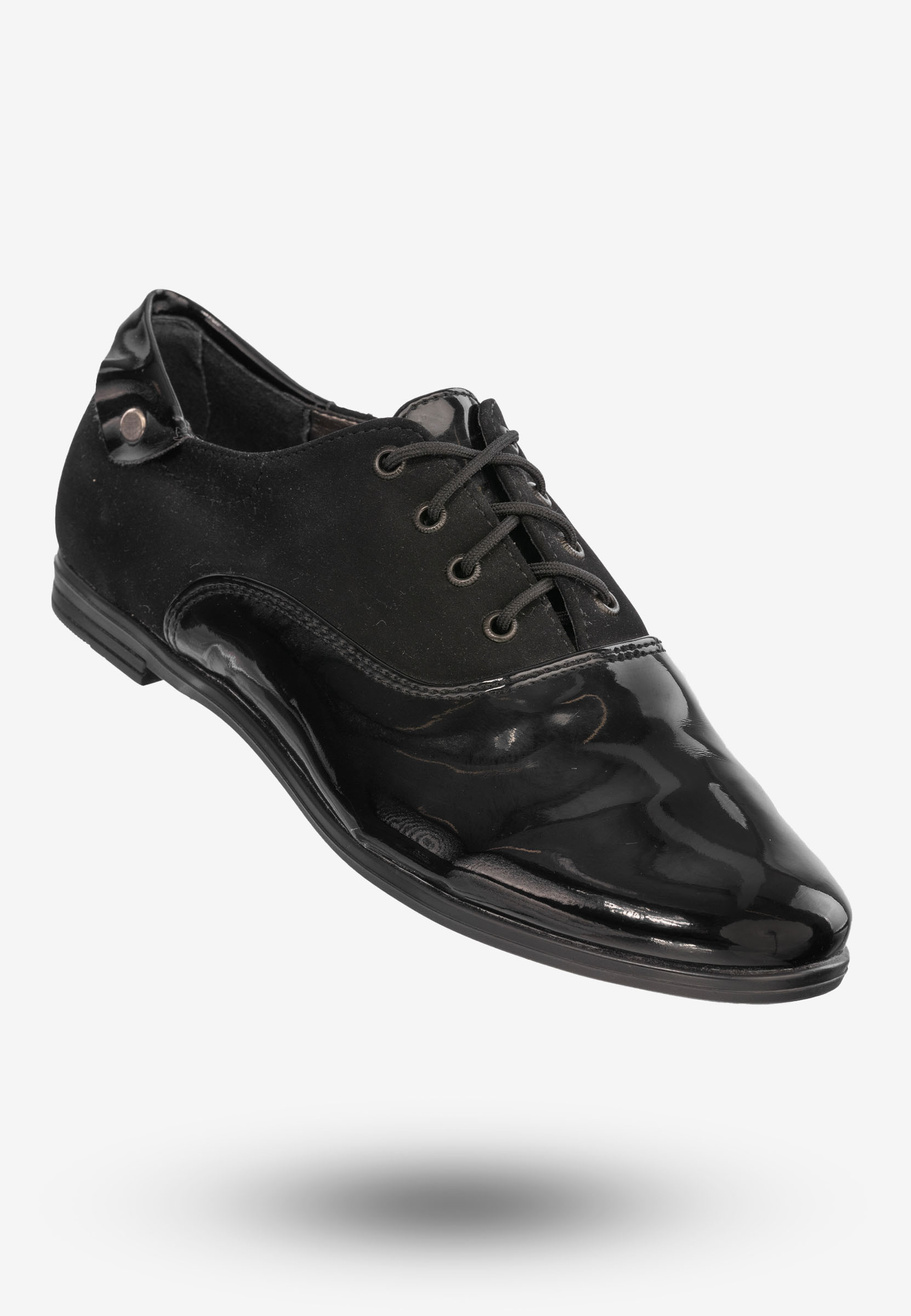 Półbuty Damskie Buty Eleganckie Ze Skóry Ekologicznej Czarne 126/250