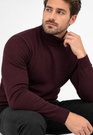 Golf Męski Elegancki Sweter Slim Fit Dopasowany Klasyczny Bordowy
