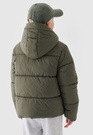 Kurtka Chłopięca 4F Puchowa Oversize Z Kapturem Pikowana Khaki 4FJWAW24TDJAM463
