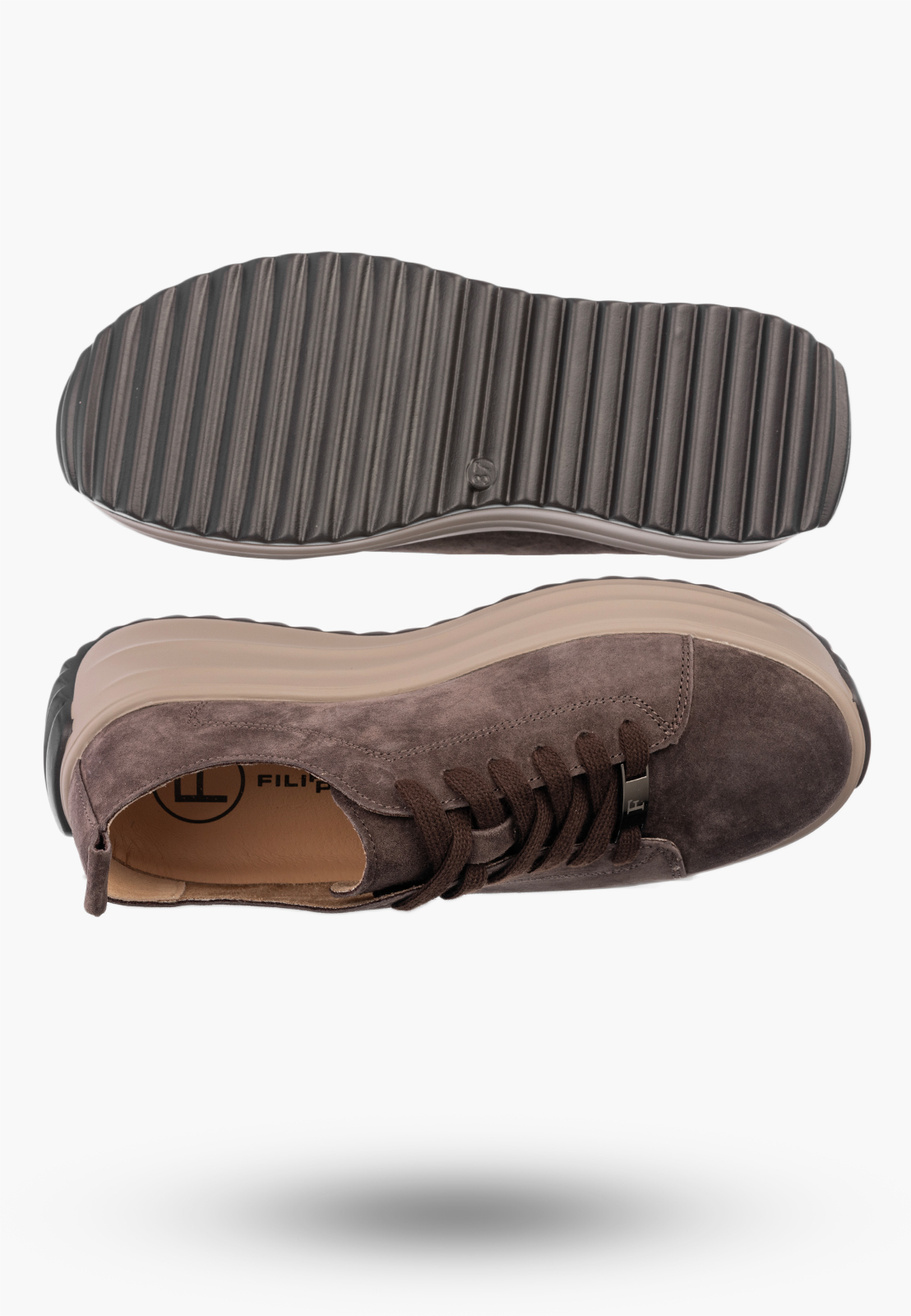 Sneakersy Zamszowe Damskie Buty Na Platformie Półbuty FILIPPO Brązowe
