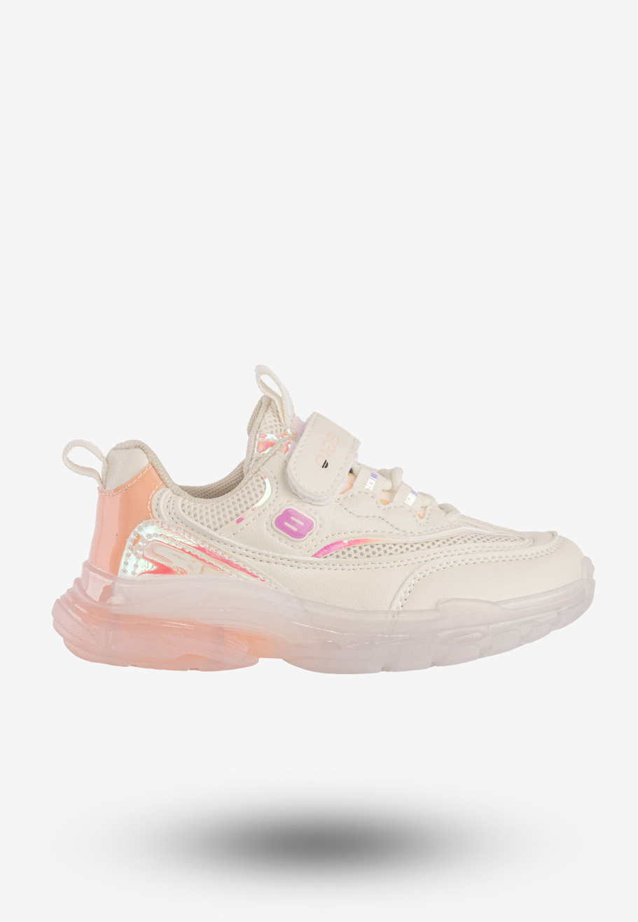 Sneakersy Dziecięce Ekoskóra Na Rzepy Buty Sportowe Beżowe Gelteo F-861