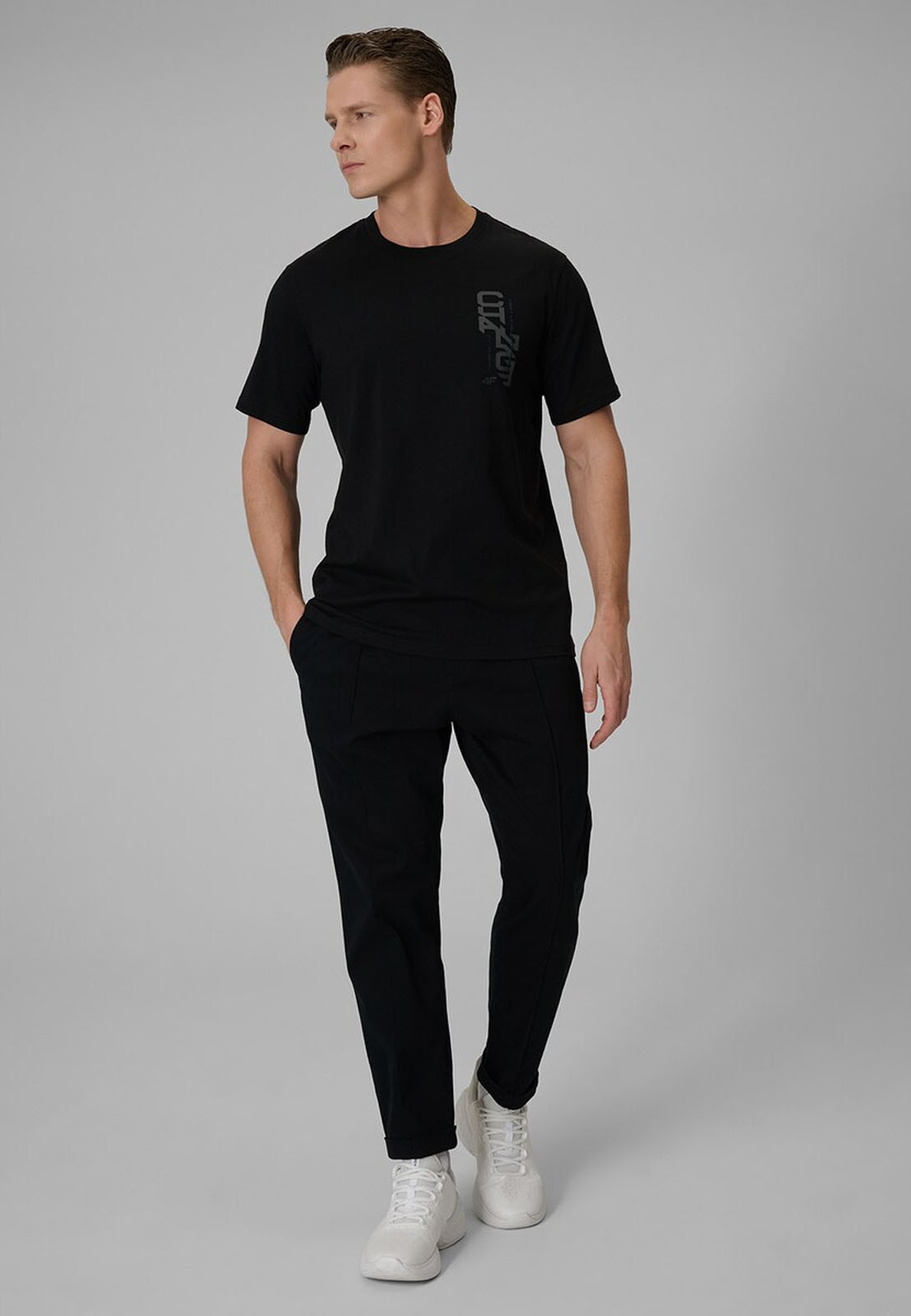 Koszulka T-shirt Męska 4F Sportowa Bawełniana z Nadrukiem Czarna 4FWSS26TTSHM2665