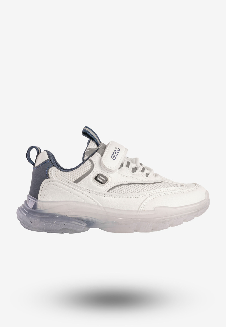 Sneakersy Dziecięce Ekoskóra Na Rzepy Buty Sportowe Białe Gelteo F-861