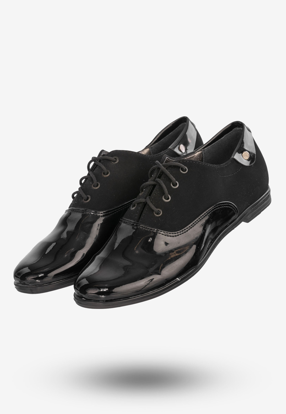 Półbuty Damskie Buty Eleganckie Ze Skóry Ekologicznej Czarne 126/250
