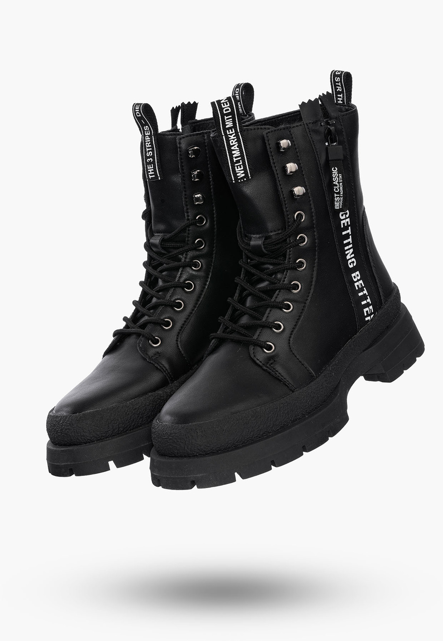 Buty Damskie Trapery Skórzane Czarne Z Ociepleniem Na Zimę DBT4153/22BK