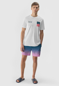 Koszulka Męska 4F T-shirt Sportowy Regular Z Nadrukiem Biały 4FWSS24TTSHM1289