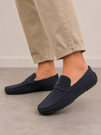 Mokasyny Męskie Ażurowe Eleganckie Wizytowe Buty Casual Granatowe Vanhorn
