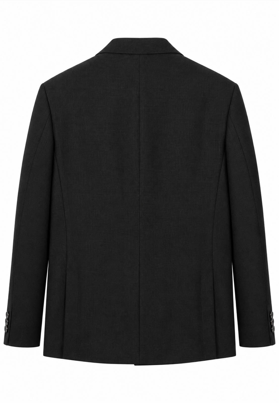 Marynarka Męska Elegancka Wizytowa Slim Fit Z Domieszką Wełny Czarna