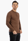Sweter Męski Z Kołnierzem Elegancki Dopasowany Klasyczny Z Zamkiem Brązowy