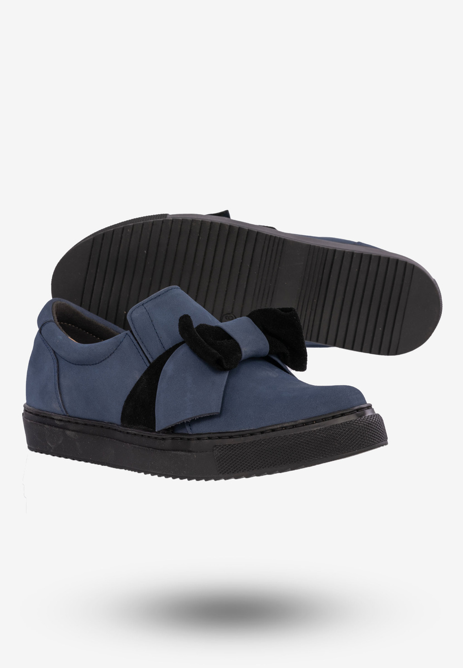 Tenisówki Slip-on Damskie Buty Skórzane Granatowe Korda 1755