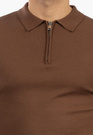 Sweter Męski Z Kołnierzem Elegancki Dopasowany Klasyczny Z Zamkiem Brązowy