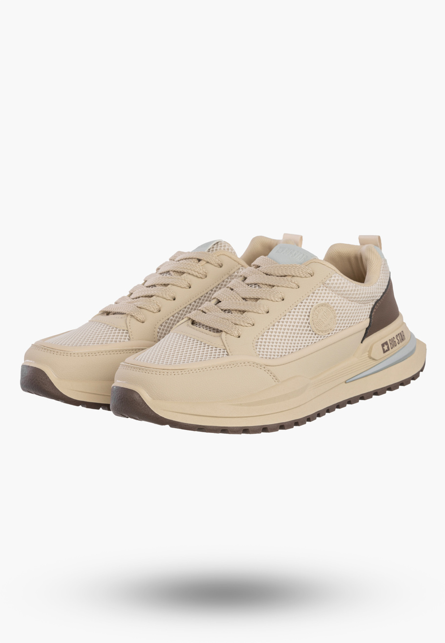 Sneakersy Męskie BIG STAR Buty Sportowe Ekoskóra Beżowe TT174316