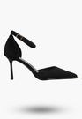 Szpilki Damskie Ekoskóra Buty Zamszowe Z Paskiem Eleganckie Czarne