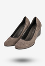 Czółenka Damskie Na Koturnie Buty Eleganckie Skórzana Wkładka Szare Jezzi SA113-4