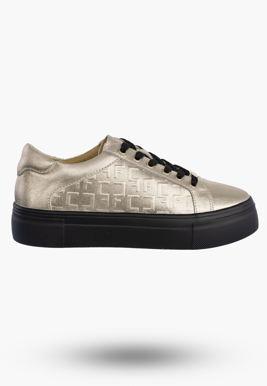 Buty Damskie FILIPPO Skórzane Półbuty Niskie Sneakersy Złote DP6850