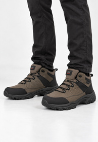 Buty Trekkingowe Męskie DK Skórzane Trapery Wysokie Terenowe Khaki