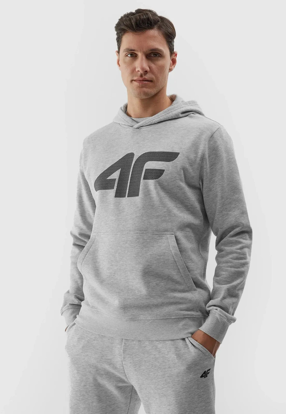 Bluza Męska 4F Z Kapturem Ocieplana Nierozpinana Sportowa Szara 4FWSS24TSWSM0950