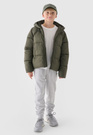 Kurtka Chłopięca 4F Puchowa Oversize Z Kapturem Pikowana Khaki 4FJWAW24TDJAM463