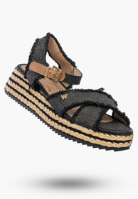Sandały Damskie Wrangler Na Koturnie Buty Materiałowe Espadryle Granatowe KIM TEX