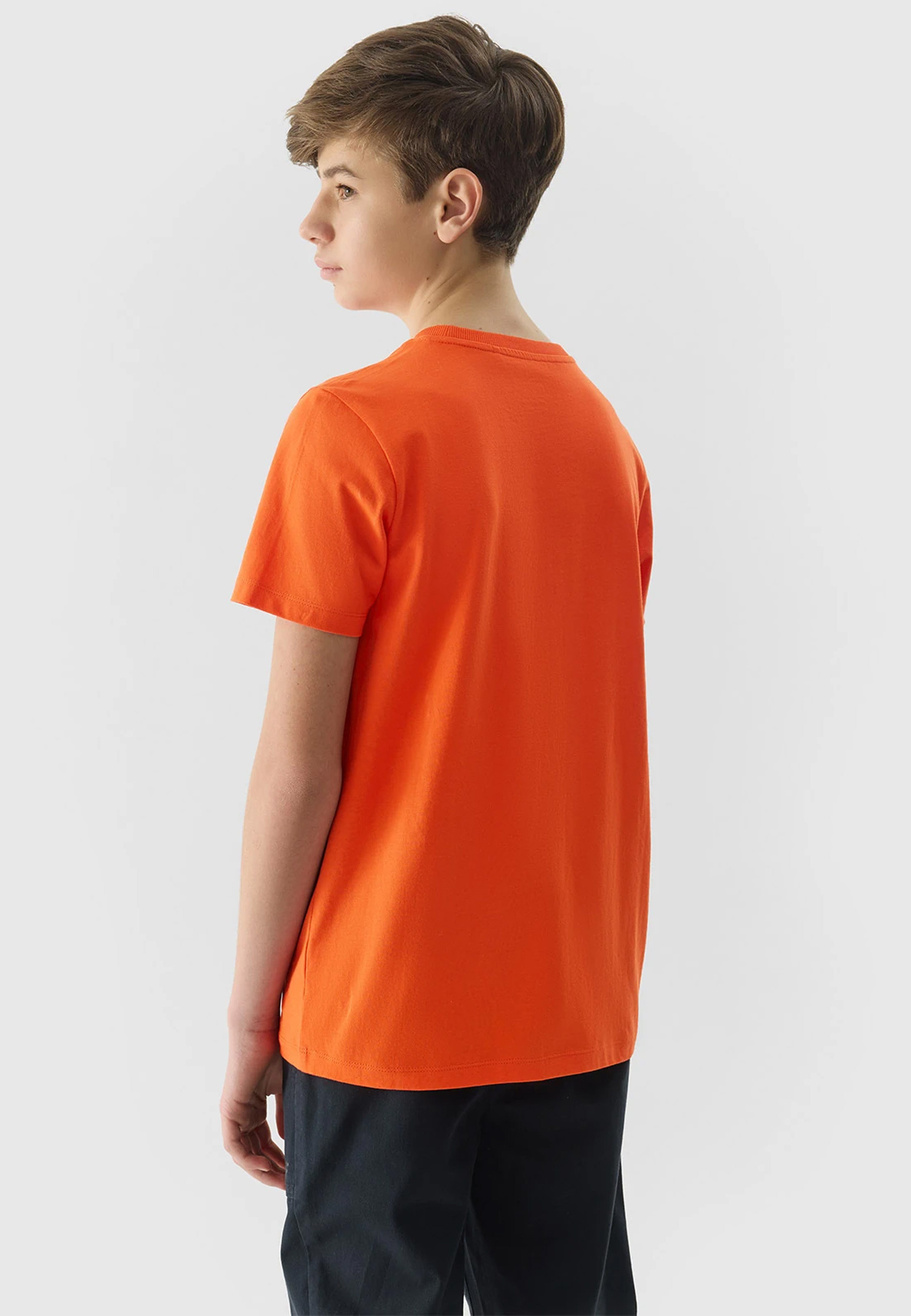 Koszulka Chłopięca 4F T-shirt Logo Pomarańczowy regular 4FJWSS24TTSHM1113