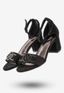 Sandały Damskie Na Klocku Buty Eleganckie Potocki Czarne 23-20008BK