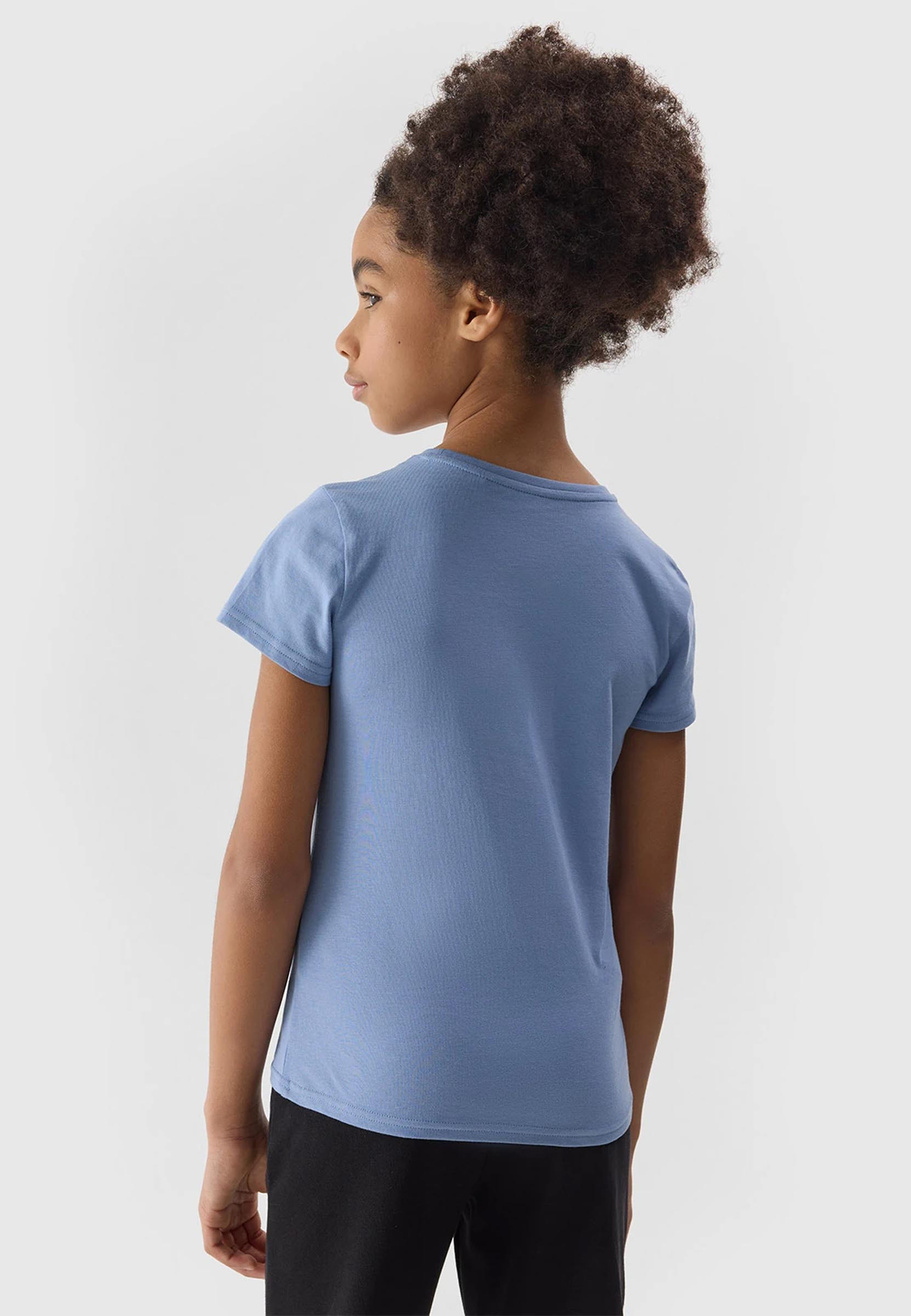 Koszulka Dziewczęca 4F T-shirt Bawełniany Niebieski 4FJWSS24TTSHF1110