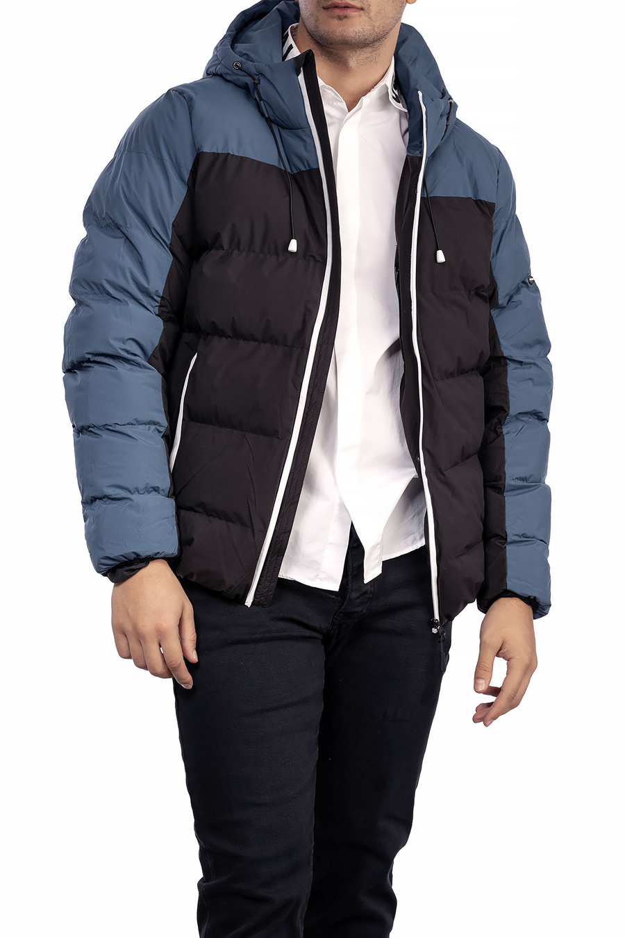 Kurtka Męska Zimowa Puchowa Czarno Niebieska CROSS JEANS INDIGO