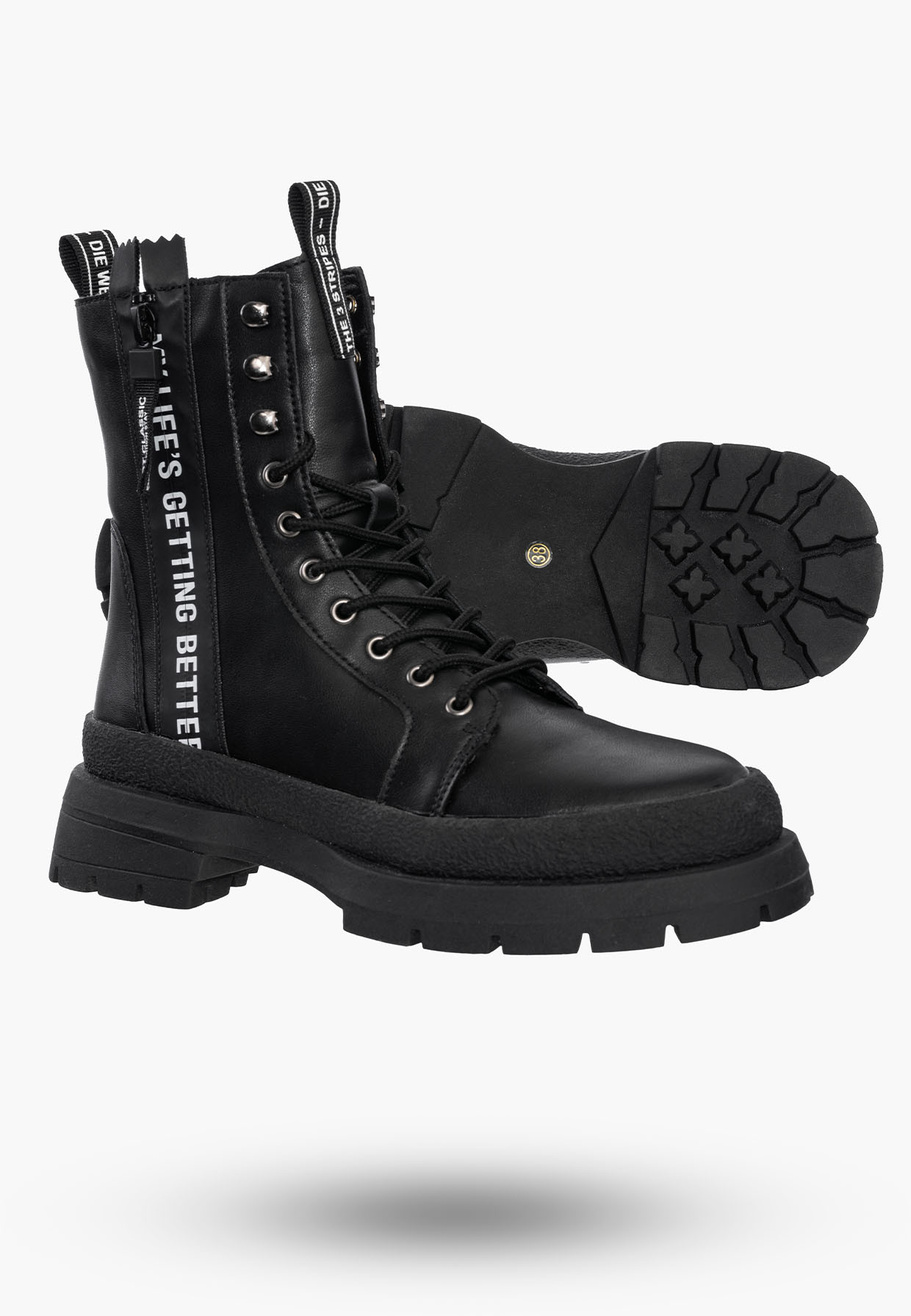 Buty Damskie Trapery Skórzane Czarne Z Ociepleniem Na Zimę DBT4153/22BK