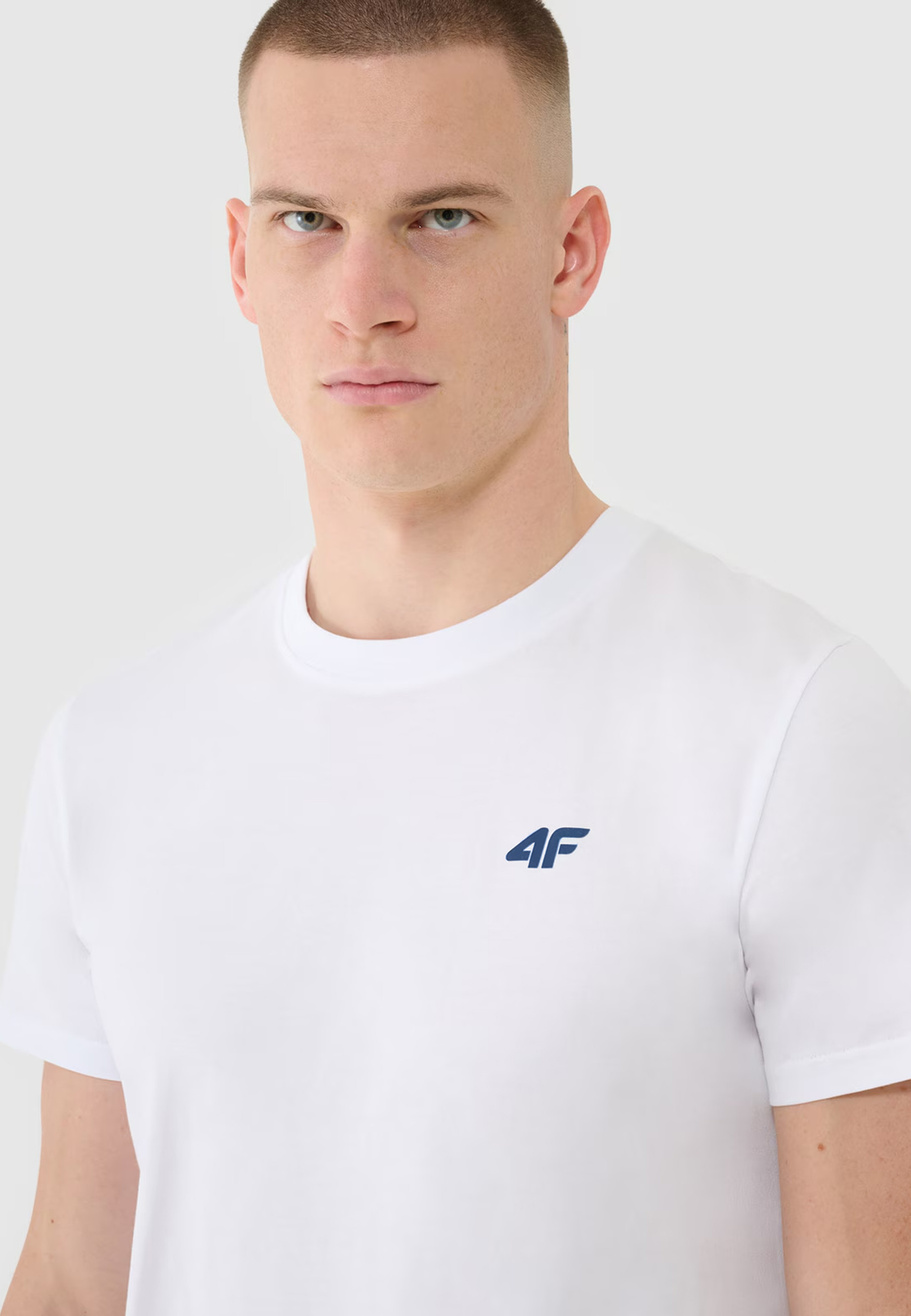 Koszulka Męska 4F Sportowy T-shirt Regular Biały 4FWSS24TTSHM1887