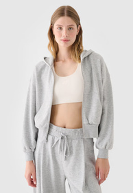 Bluza Damska 4F Dresowa Krótka Bawełniana Szara Rozpinana 4FRSS24TSWSF2033