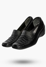 Buty Damskie Półbuty Skórzane Na Koturnie Na Wiosnę Lato Jesień Czarne 49
