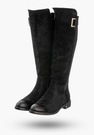 Buty Damskie Kozaki Na Płaskim Obcasie Na Zimę Czarne POTOCKI 23-12252BK