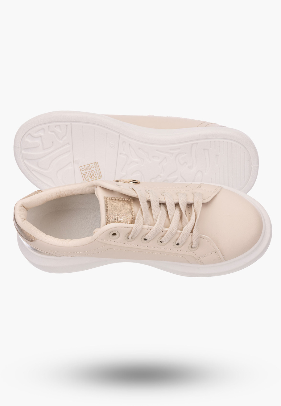 Półbuty Damskie Beżowe Sneakersy Lekkie na wysokiej podeszwie