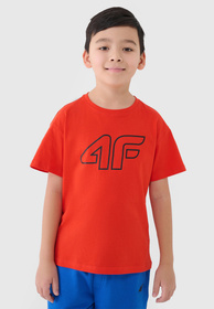Koszulka Chłopięca 4F T-shirt z logiem Pomarańczowa 4FJRAW24TTSHM2316