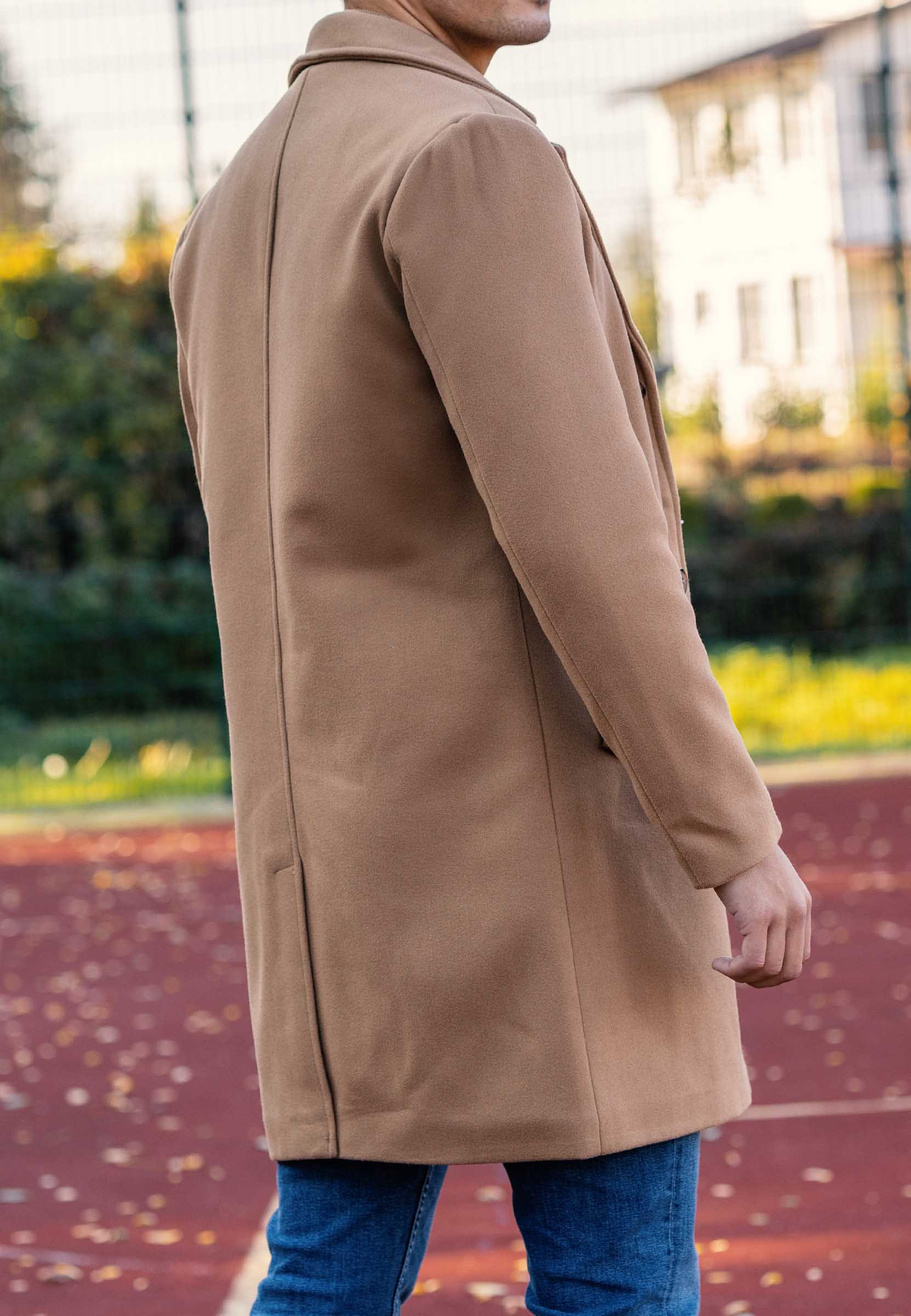 Płaszcz Męski Długi Camel Elegancki