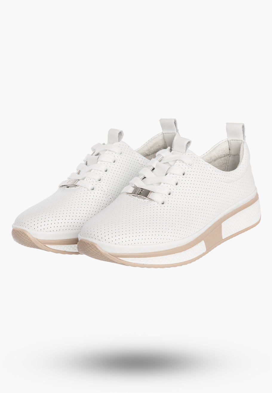 Sneakersy Damskie Buty Skórzane Półbuty Casual Białe Filippo DP6740/26