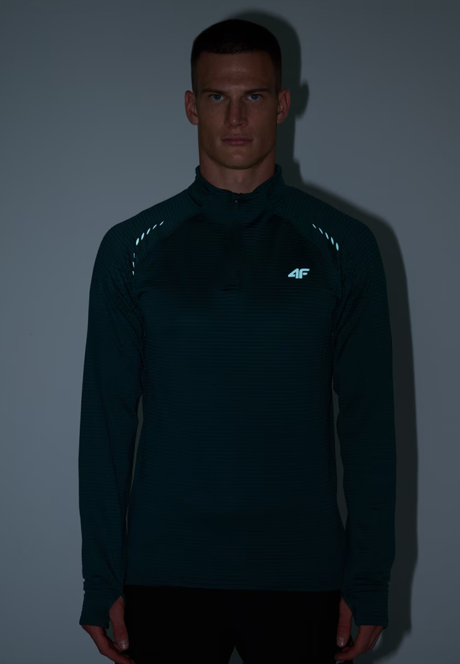 Bluza Męska 4F Do Biegania Szybkoschnąca Zielona 4FWAW24TFSWM410