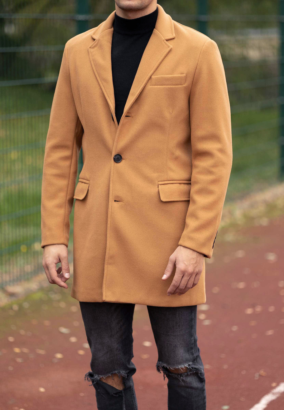 Płaszcz Męski Długi Camel Elegancki