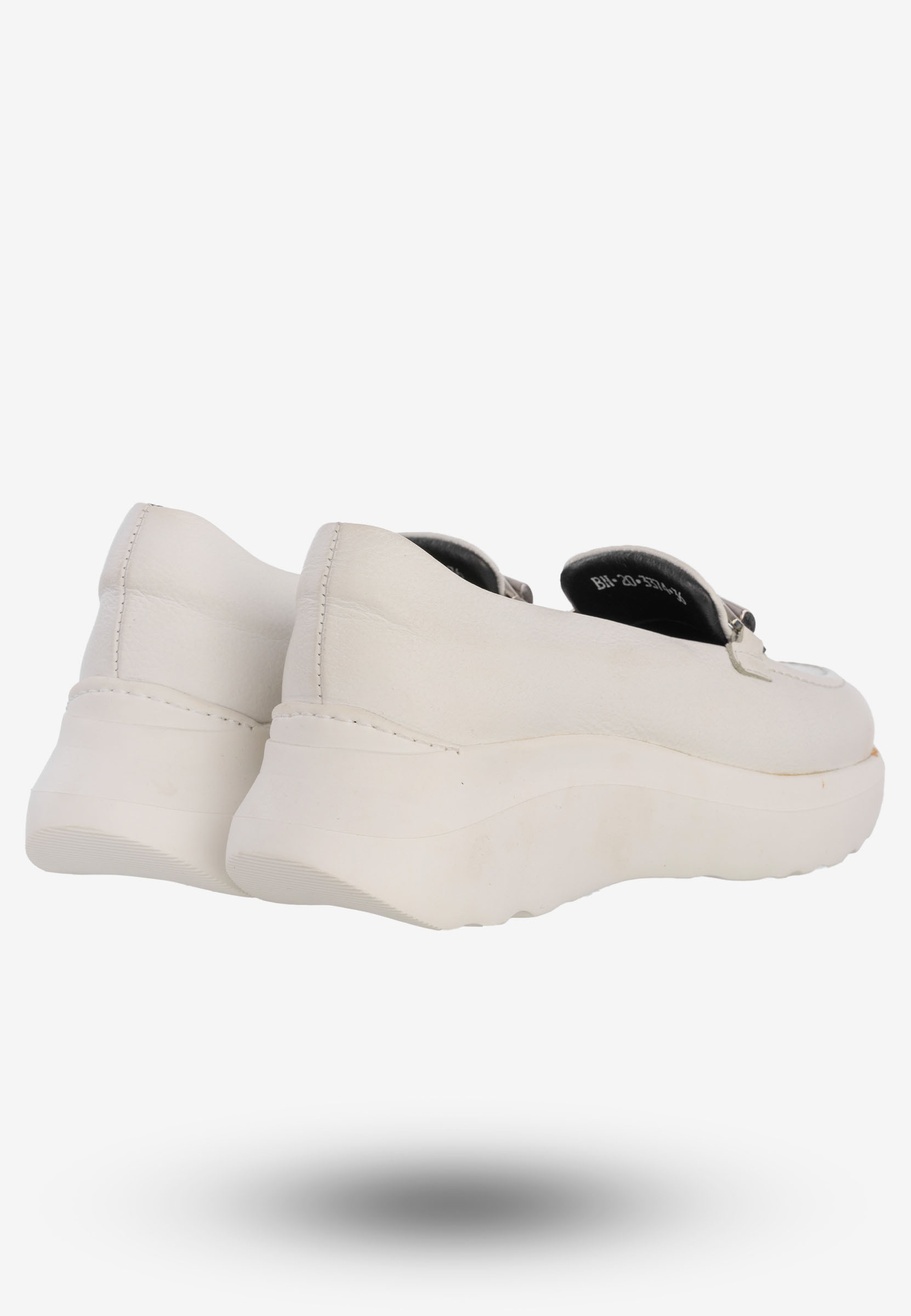Buty Damskie Półbuty Skórzane Na Wiosnę Lato Białe Eleganckie 3374/010-P