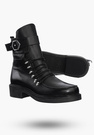 Buty Damskie Botki Trapery Czarne Skórzane Na Zimę 342