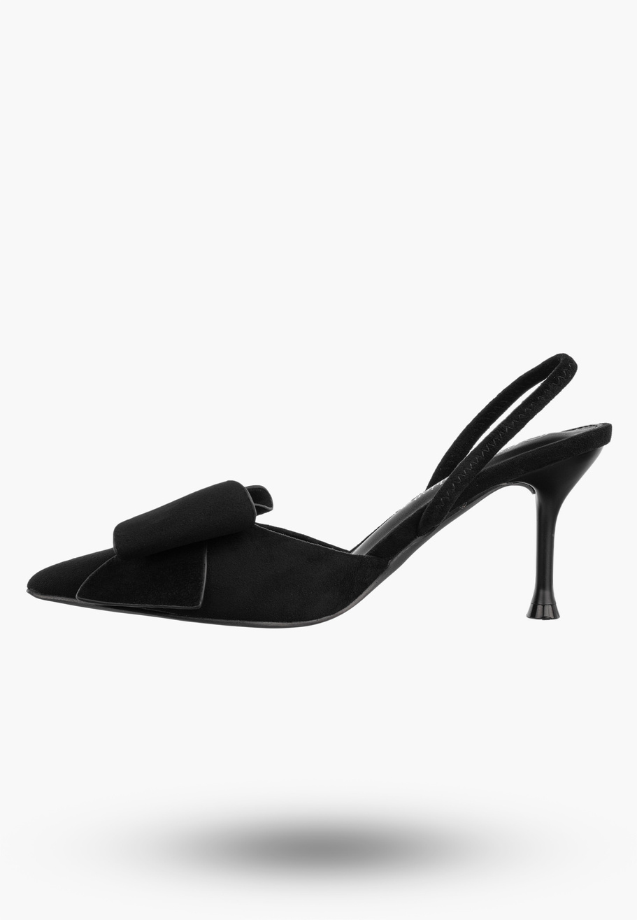 Szpilki Damskie Eleganckie Buty Na Obcasie z kokardą Czarne