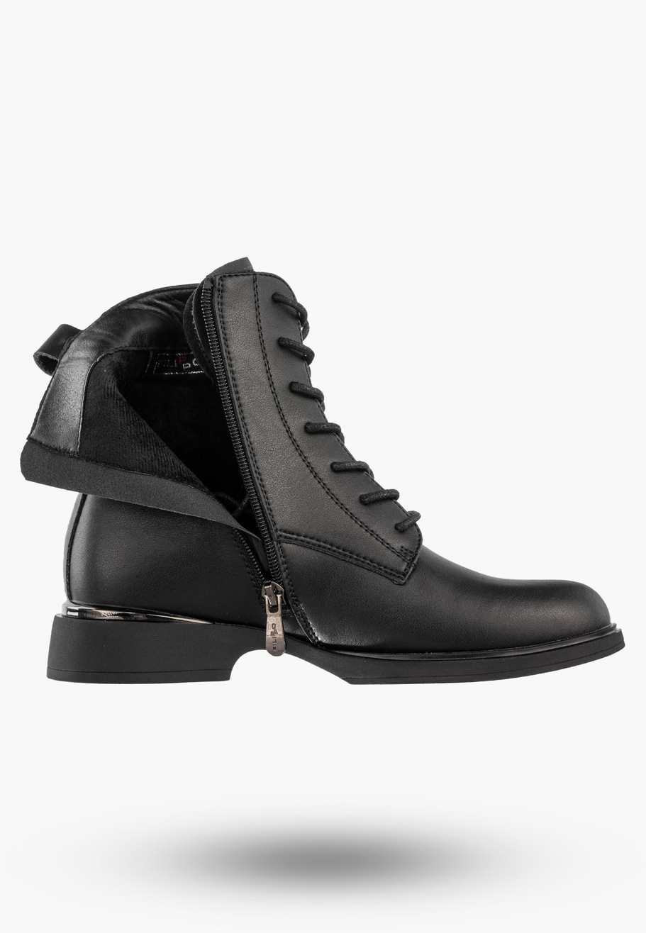 Botki Damskie Skórzane Buty Ocieplane Na Zimę Wysokie Czarne Filippo DBT6520/25BK