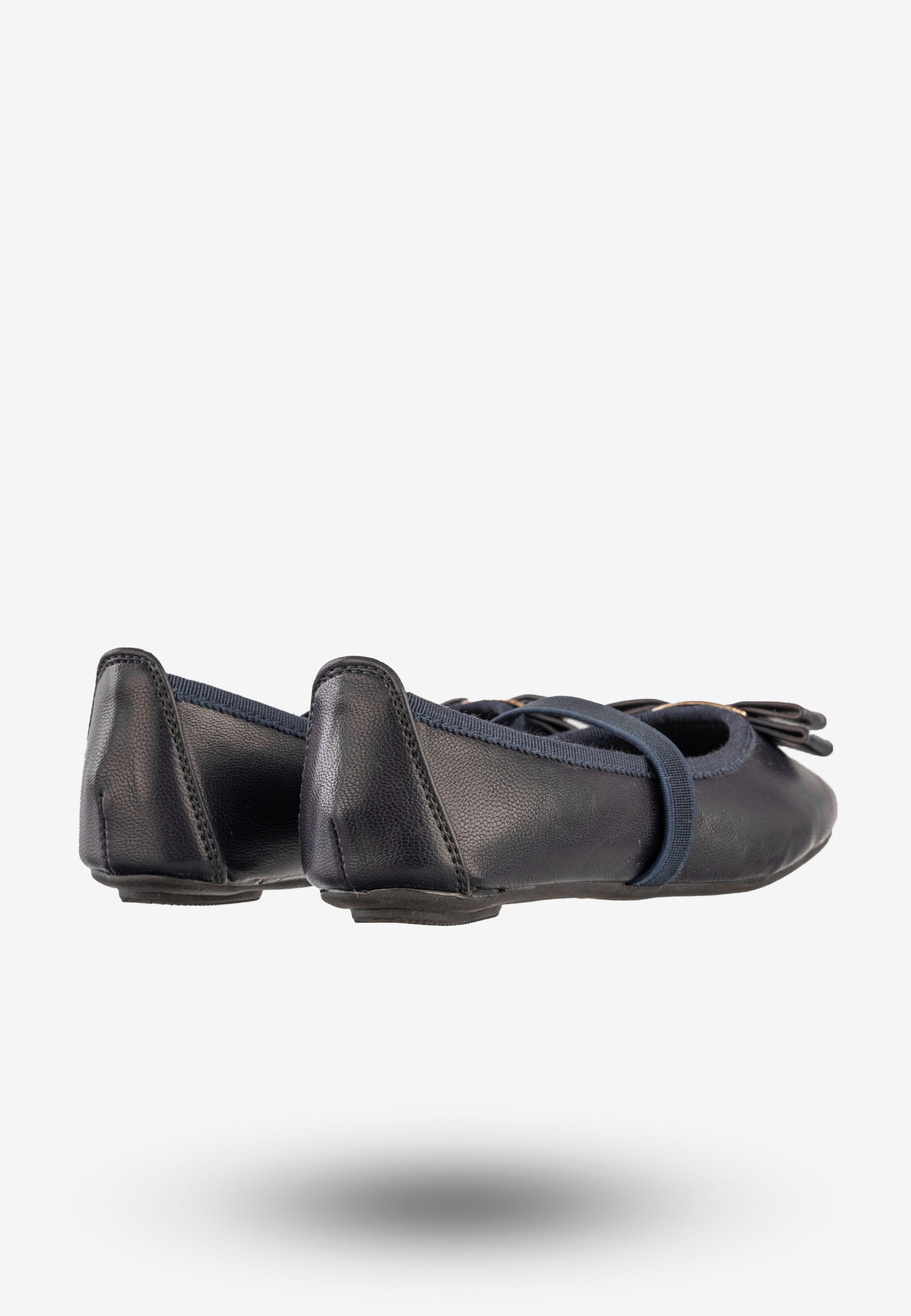 Baleriny Dziewczęce Ekoskóra Buty Eleganckie Z Kokardką Granatowe Footwear DD2035A