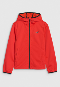 Kurtka Chłopięca 4F Softshell Z Kapturem Przejściowa Czerwona 4FJWAW25TSOFM374