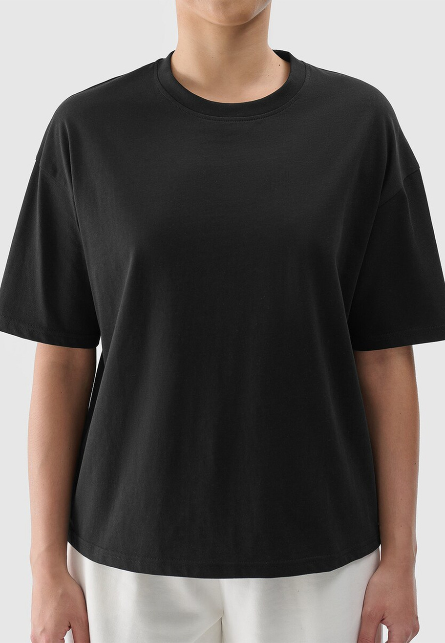 Koszulka Damska 4F T-shirt Oversize Basic Sportowy Czarny 4FRSS24TTSHF2545