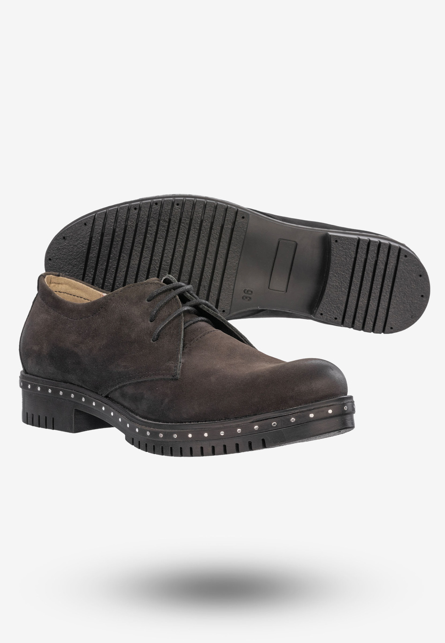 Półbuty Damskie Buty Skórzane Eleganckie Czarne Rammit 1225/17